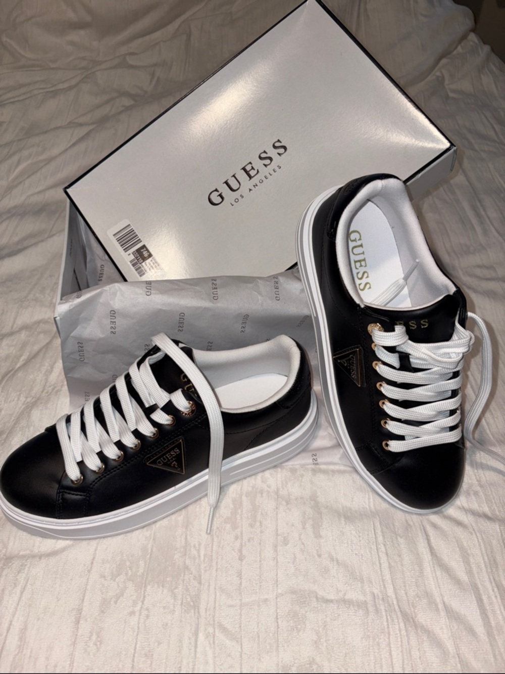 GUESS Black and White Low-Top Platform Sneakers